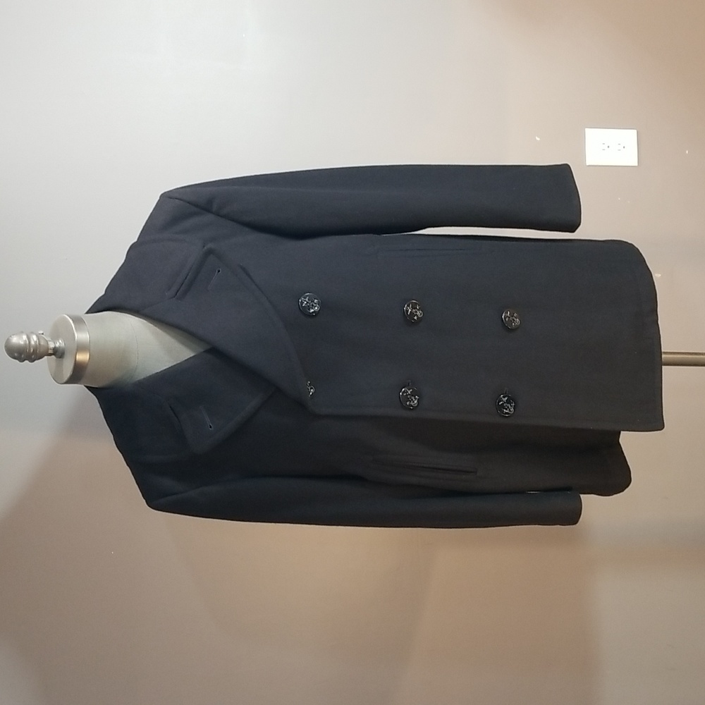 Sterlingwear of Boston Inc. men sz 42 100% wool pea coat black nautical buttons